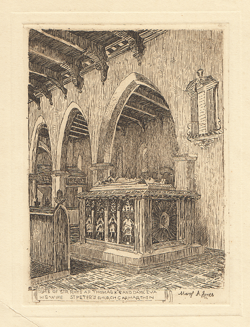 St. Peter's Church, Carmarthen.  (antique print)