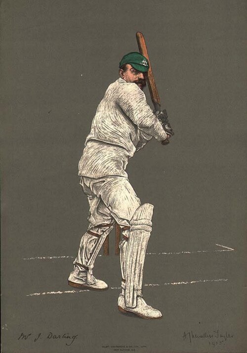 Mr J Darling  Captain of the Australian XI  -  Stepping out to drive