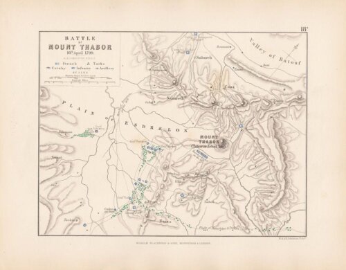 Battle of Mount Thabor. 16th April, 1799.  (antique battle plan)