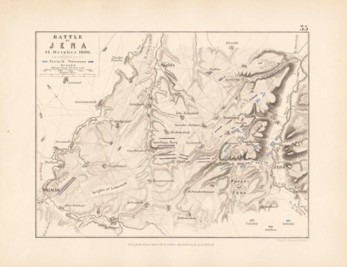 Battle of Jena 14th October, 1806.  (antique battle plan)