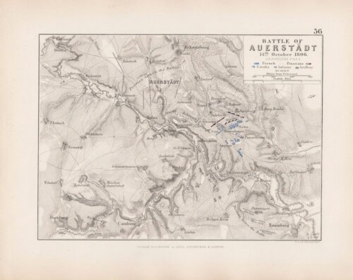 Battle of Auerstadt.  (antique battle plan)