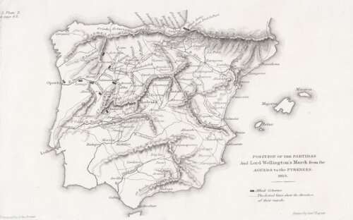 Position of the Partidas and Lord Wellington's March from the Agueda to nthe Pyrenees  1813