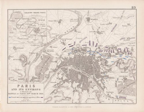 Paris and its Environs to illustrate the Battle of Paris 30th March 1814