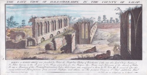 The East View of Halesowen Abby, in the County of Salop.