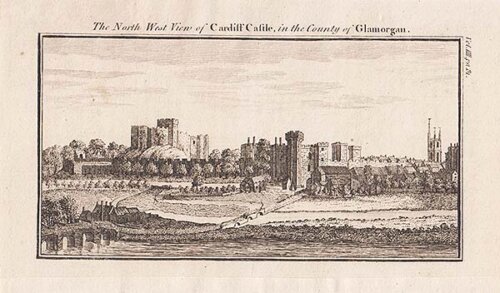 The North West View of Cardiff Castle in the County of Glamorgan 