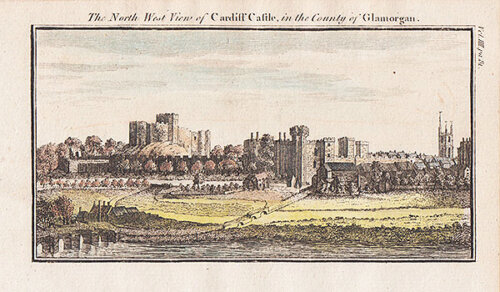 The North West View of Cardiff Castle in the County of Glamorgan 
