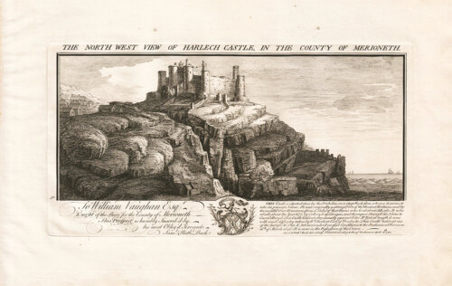 The North West View of Harlech Castle, in the County of Merioneth.