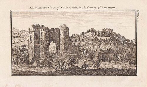 The North West view of Neath Castle in the County of Glamorgan 