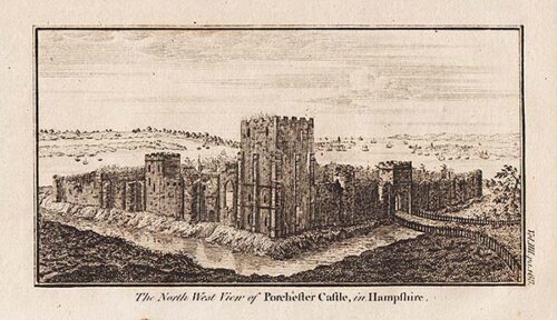 The North West View of Porchester Castle in Hampshire 
