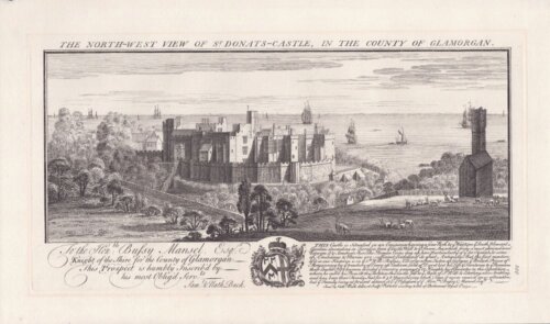 The North West view of St. Donats Castle, in the County of Glamorgan.  (antique print)