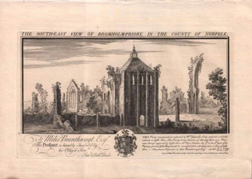 The South East View of Bromholm Priory, in the County of Norfolk.