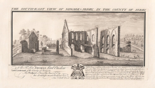 The South East View of Newark Priory in the County of Surry