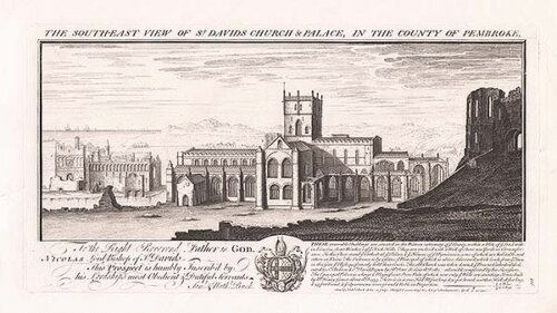 The South East View of St Davids Church & Palace in the County of Pembroke