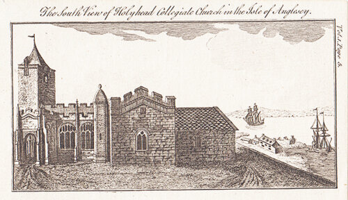 The South View of Holyhead Collegiate Church in the Isle of Anglesey 