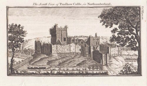 The South View of Prudhow Castle in Northumberland 