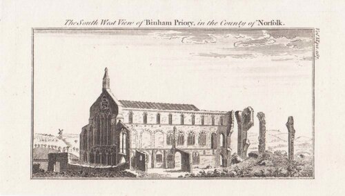 The South West View of Binham Priory in the County of Norfolk.