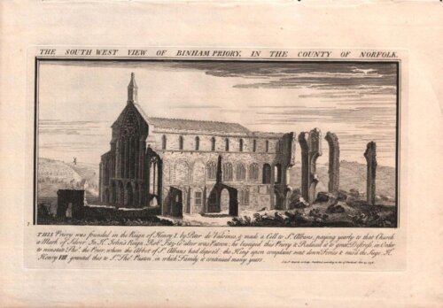 The South West View of Binham Priory, in the County of Norfolk.