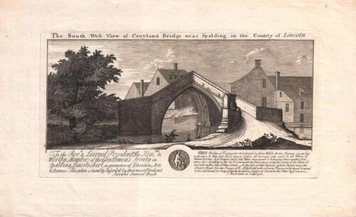 The South West View of Croyland Bridge, near Spalding in the County of Lincoln.