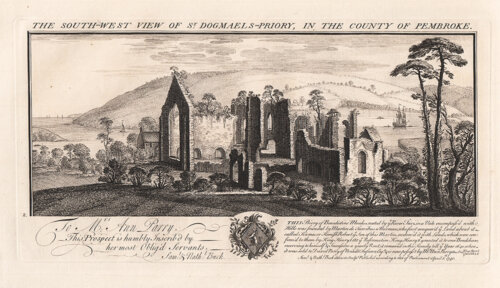 The South West View of St Dogmaels Priory in the County of Pembroke
