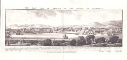 The East View of Swansea in the County of Glamorgan.