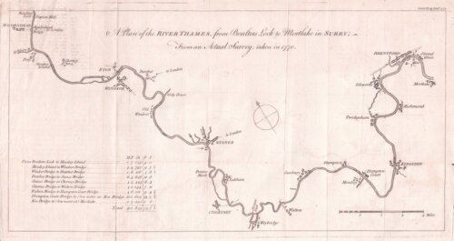 A Plan of the River Thames.... (antique canal map)