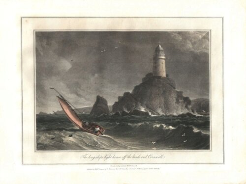The Long Ships light house off the lands end, Cornwall - William Daniell.