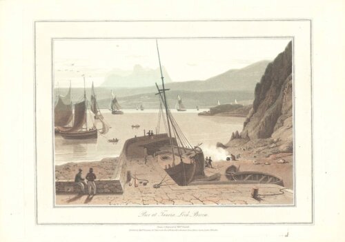 Pier at Tanera, Loch Broom - William Daniell.  (antique print)