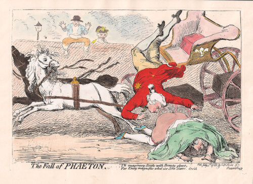 Gillray - The Fall of Phaeton Th' imaginary Bride with Beauty glows For Envy magnifies whateer She shows