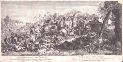 Alexander the Great.  Vertu surmonte tout obstacle. Virtus omni obice major.    