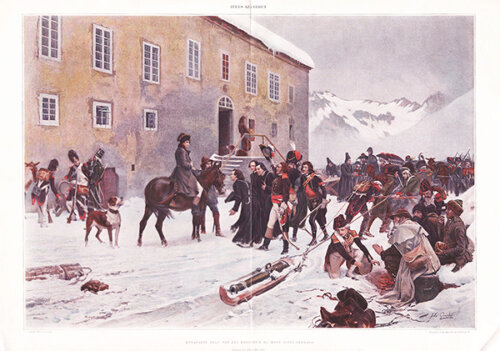 Bonaparte reu par les religieux du Mont Saint Bernard  Passage des Alpes; May 1800