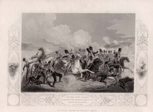 British Light Cavalry attacking the Russian Guns at the Battle of Balaclava Oct 25th 1854