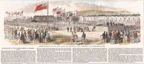 Commencement of the New Docks at Swansea  -  The Ceremony in Burrow Square