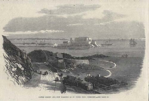 Castle Cornet and new harbour of St Peter Port Guernsey