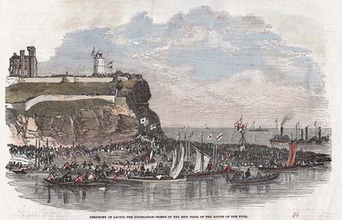 Ceremony of laying the foundation stones of the new piers at the mouth of the Tyne