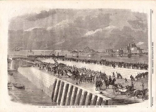The Queen's visit to Jersey  -  Landing of Her Majesty at the Albert Pier St Helier