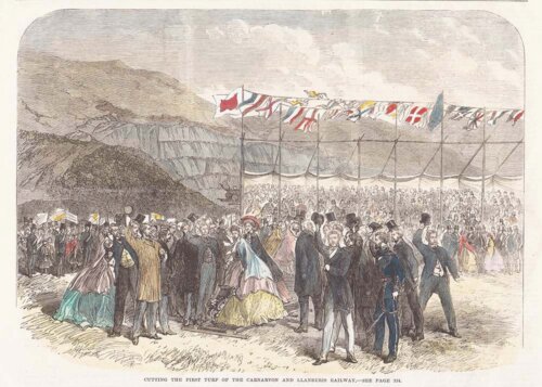 Cutting the first turf of the Caernarvon and Llanberis Railway.