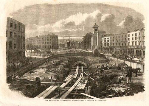 The Metropolitan underground Railway  -  Works in progress at King's Cross