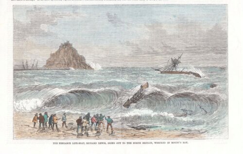 The Penzance Life Boat, Richard Lewis, going out to the North Britain, wrecked in Mount's Bay.
