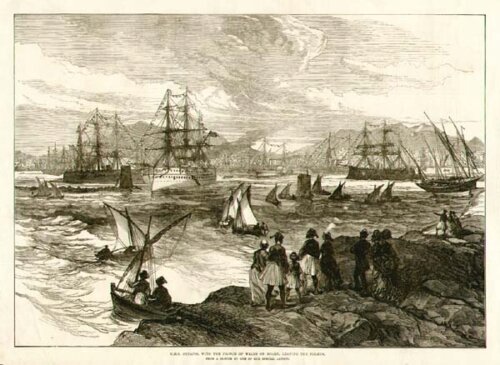 HMS Serapis with The Prince of Wales on board leaving Piraeus