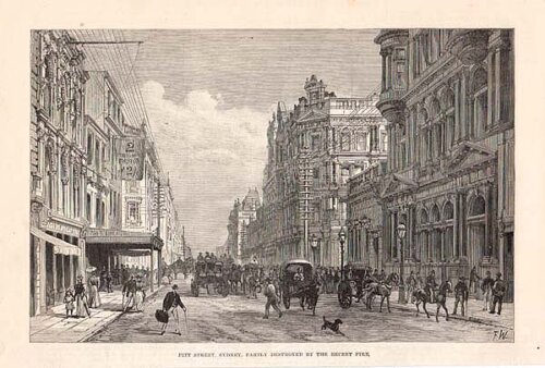 Pitt Street Sydney partly destroyed by the recent fire