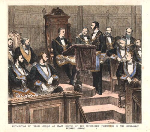 Installation of Prince Leopold as Grand Master of the Oxfordshire Freemasons in the Sheldonian Theatre Oxford