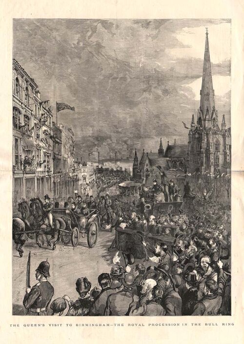 The Queen's visit to Birmingham  -  The Royal Procession in the Bull Ring