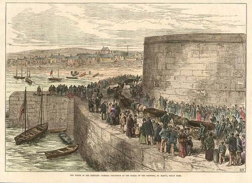 The Wreck of the Sciller  :  Funeral Procession at the Burial of the drowned St Mary's Scilly Isles 