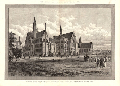 St Paul's School West Kensington:  South-West view showing the playing fields at the back