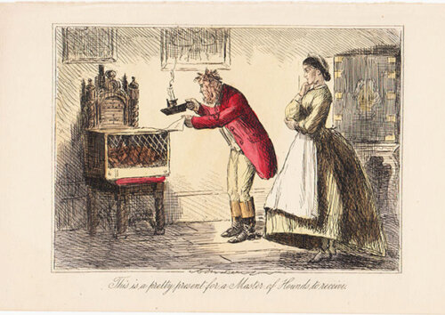 John Leech  -  This is a pretty present for a Master of Hounds to receive