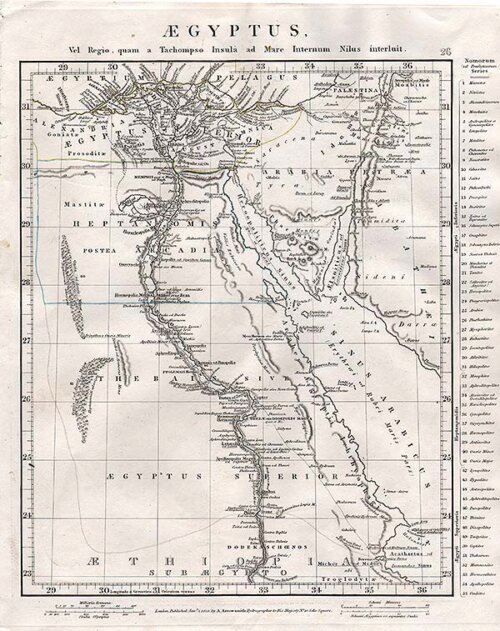 Aegyptus Vel Regio quam a Tachompso Insula ad Mare Internum Nilus interluit  -  Aaron Arrowsmith