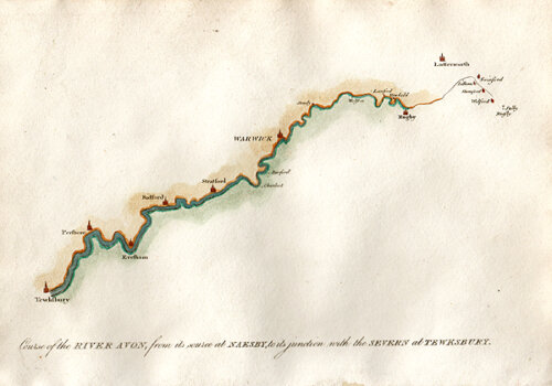 Course of the River Avon from its source at Naesby to its junction with the Severn at Tewksbury