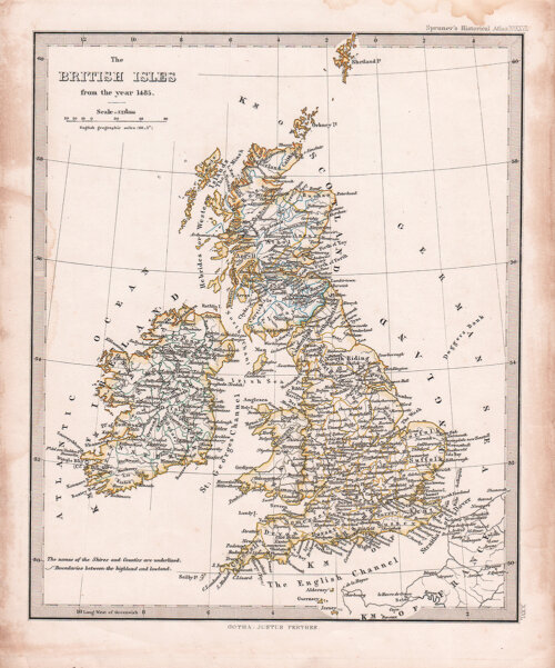 The British Isles from the year 1485.