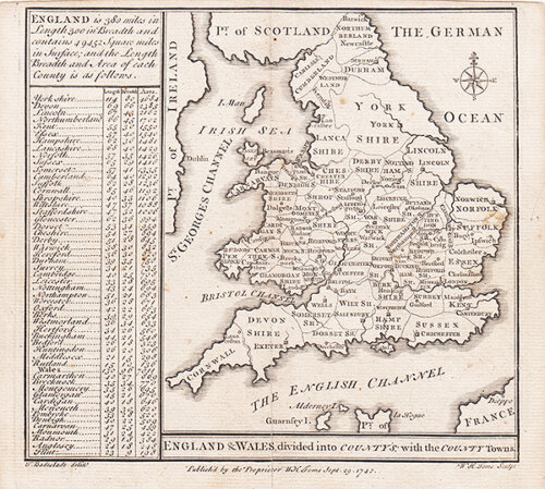 Badeslade & Toms - England & Wales divided into County's with County Towns 