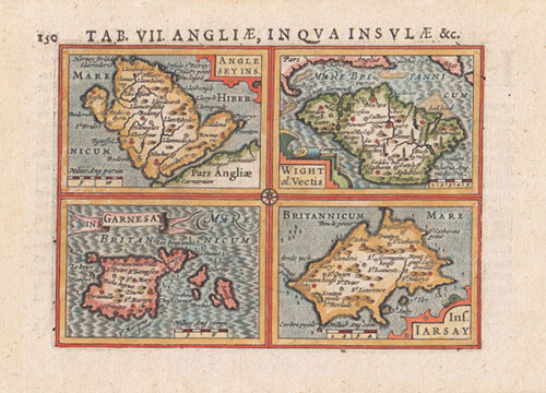 Angliae in qua Insulae - Anglesey Ins; Wight ol Vectis; Ins Garnesay; Ins Iarsay